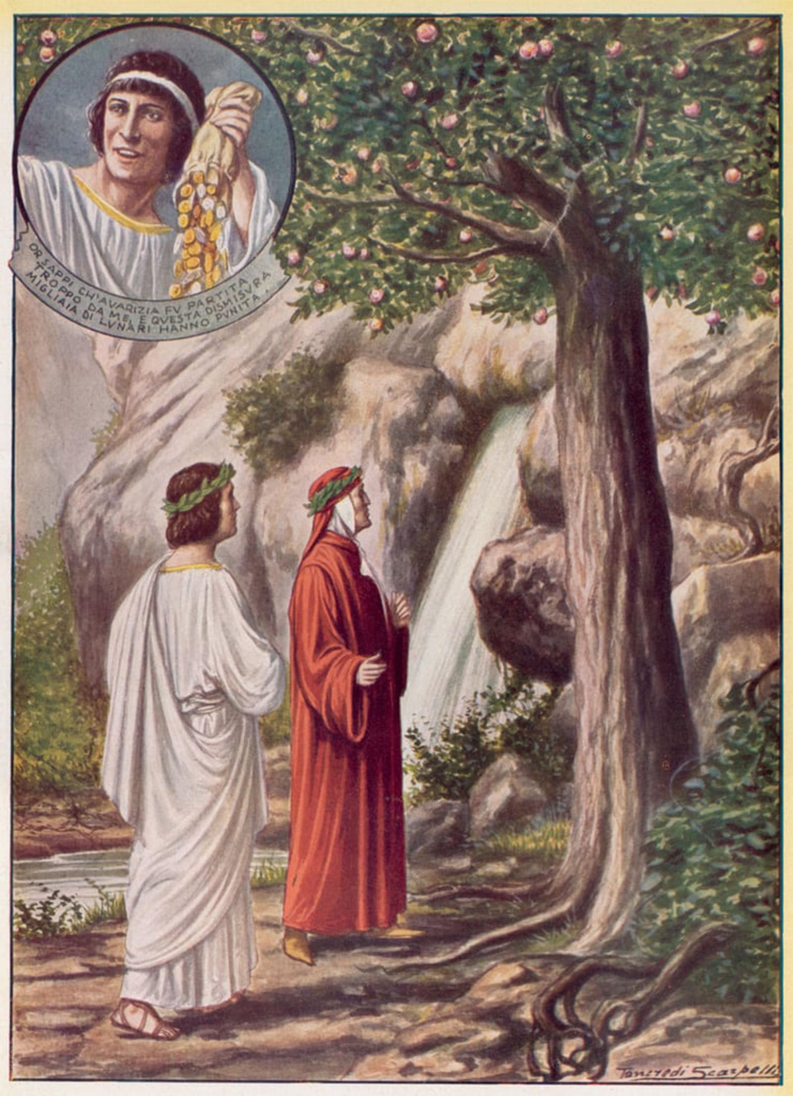 SERENDIPITP Aesthetic Poster Photo Wall Print Retro Picture Illustration for Dante's Divine Comedy by Tancredi Scarpelli Modern Wall Artwork for Home Decor 60x90cm