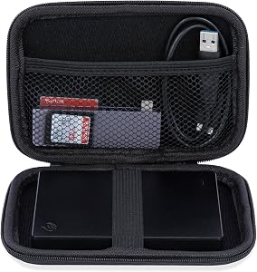 Ginsco Hard Shell Travel Case for Seagate Portable 1/2TB 5TB External Hard Drive,for UnionSine 500GB/1TB Ultra Slim Hard Drive,Universal HDD Case for WD 1/2TB My Passport/Toshiba Canvio (Black)