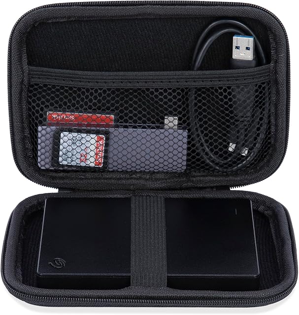 Ginsco Hard Shell Travel Case for Seagate Portable 1/2TB 5TB External Hard Drive,for UnionSine 500GB/1TB Ultra Slim Hard Drive,Universal HDD Case for WD 1/2TB My Passport/Toshiba Canvio (Black)