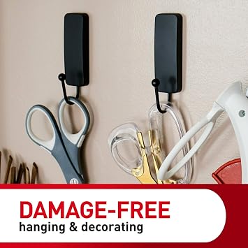 Command Medium Black Hooks, 2 Hooks, 4 Strips