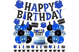 Baby Boss Birthday Party Decorations for Blue Black Boss Theme