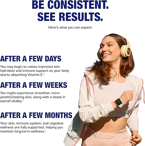 Miniatura 6 de Cápsulas blandas de vitamina E de 400 UI – Fórmula clínica Complejo de suplemento de vitamina E natural con tocoferol d-alfa y tocoferoles mixtos