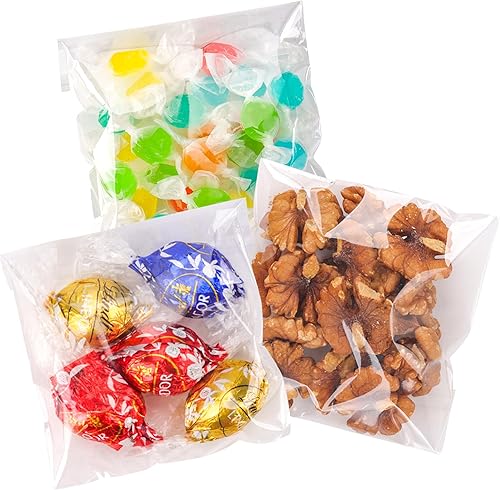 YunKo Bolsas de celofán autoadhesivas transparentes para regalo, bolsas de golosinas para embalaje de galletas, dulces, regalos (paquete de 100, 4 x