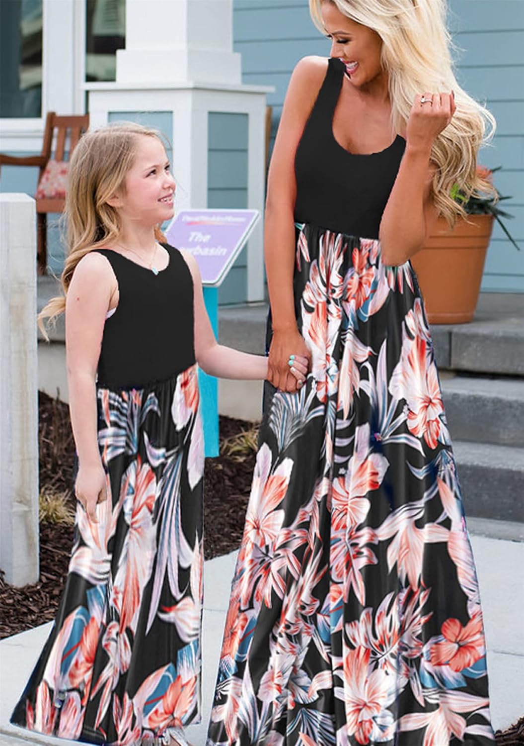 BOFETA Family Matching Dress Holiday Summer Printed Dress Floral Beach Cute Long Dress - Image 3
