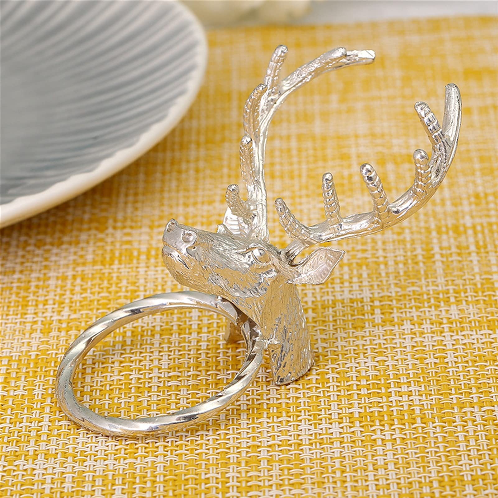 serviettenringe 8 stücke Metall Serviettenkreis Weihnachtshirsch Serviette Ring Hotel Set Serviette Schnalle napkin holder (Color : Silver)