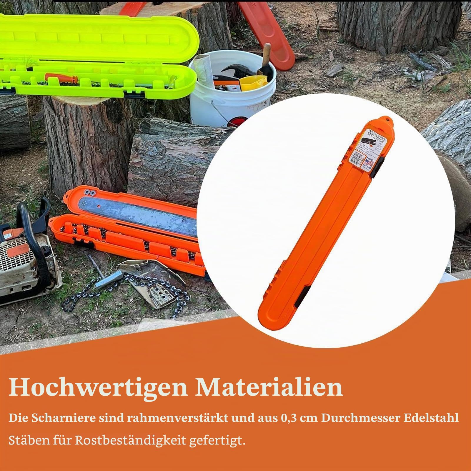 Kettensägenorganisator, tragbarer Kettensägehalter, Gehäuse-Organizer, vielseitiges Zubehör für 8+ Ketten für Schneidketten, passend für 20 Zoll lange Ketten