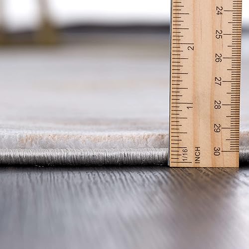 Miniatura 2 de Abani Alfombra contemporánea lavable a rayas beige y marfil de 4 x 6 pies, alfombra moderna de mediados de siglo para sala de estar