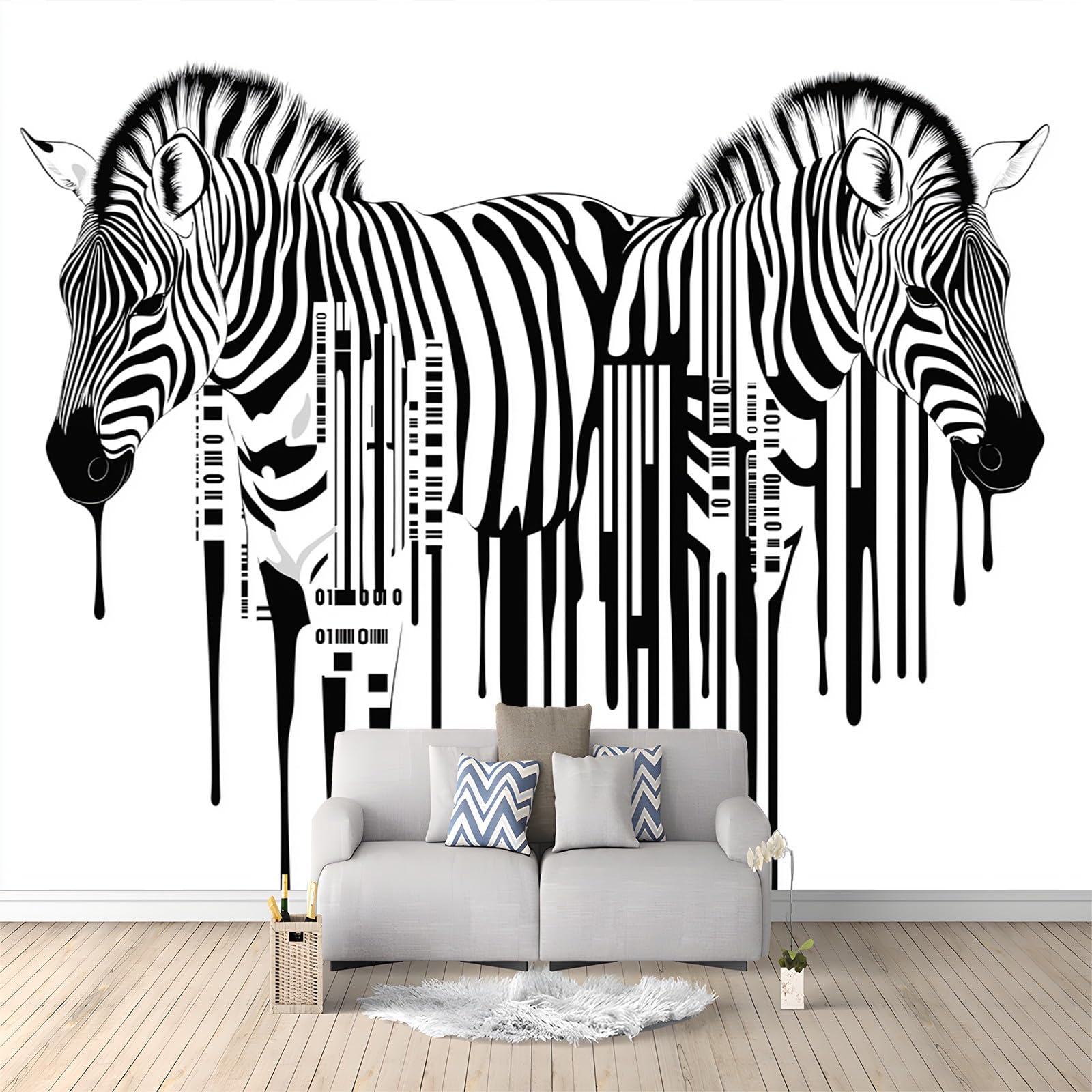 Fototapeta z włókniny 300 x 210 cm niestandardowe tapety fotograficzne efekt 3D prosty zebra zwierzę tapeta do sypialni salonu tło telewizora sofa dekoracja biały czarny