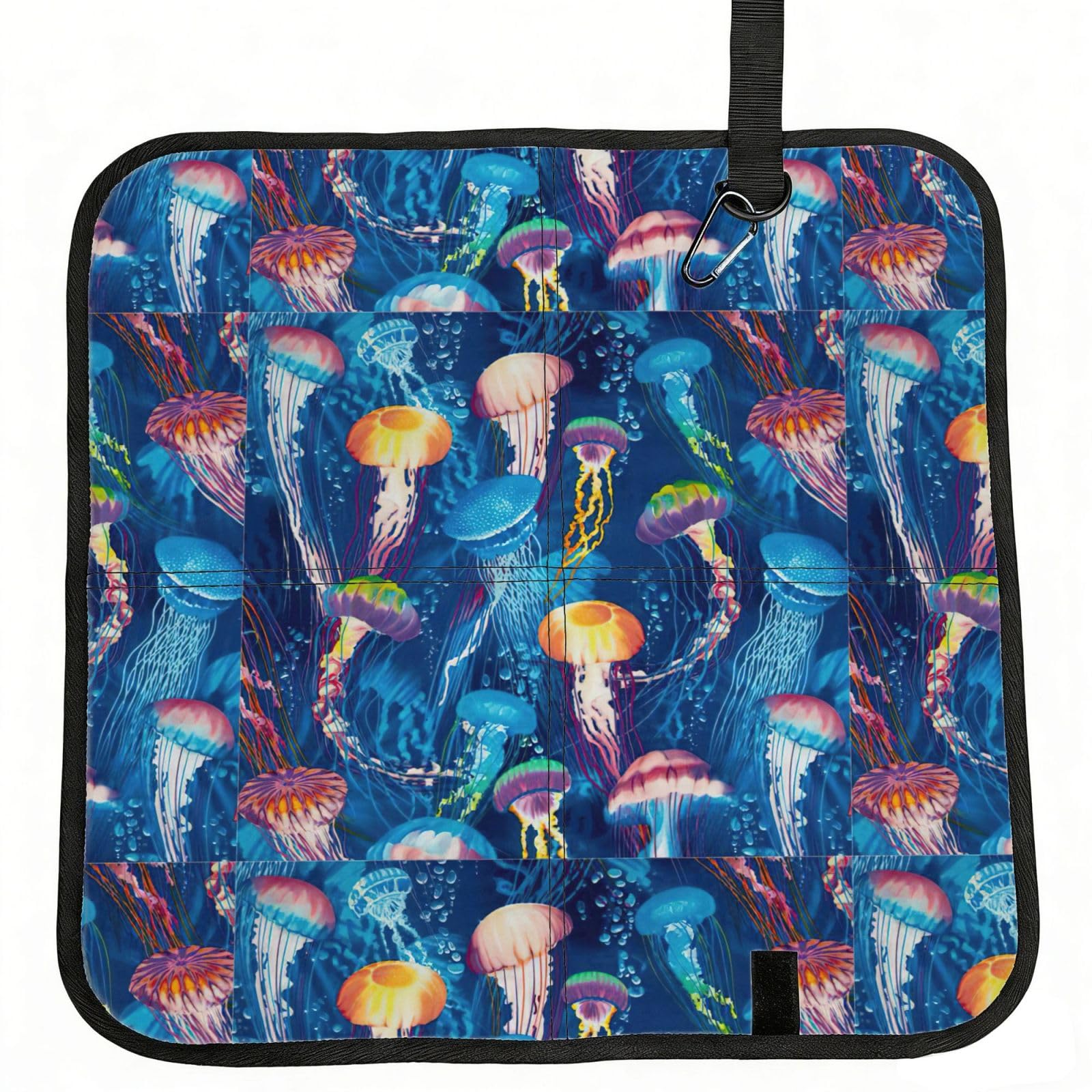 KAPPTYY Colored jellyfish Printed Bleacher Seat Cushion PE Foam Filling, Foldable Sitting Pad for Concert Stadium Events