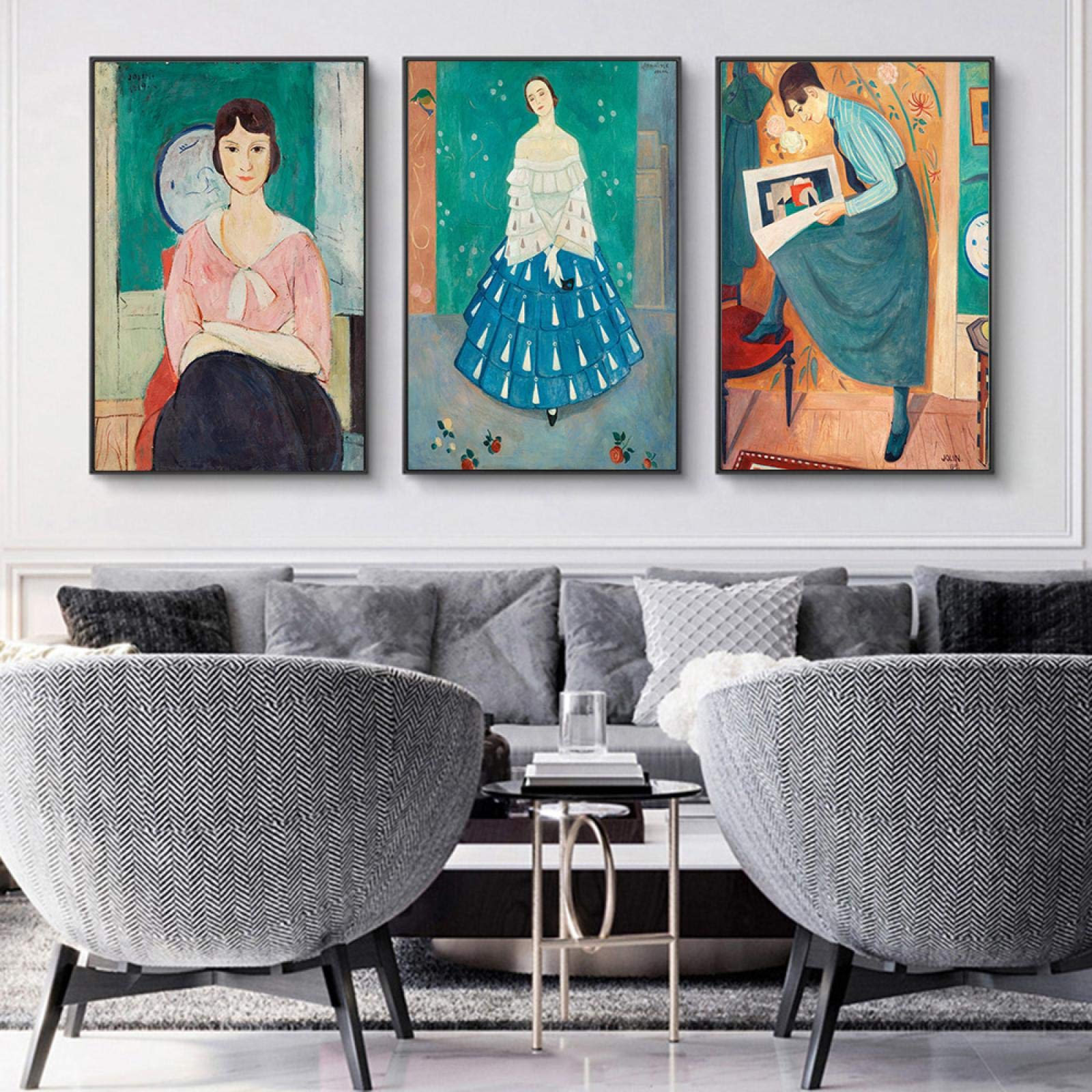 Minimalistische Frauenakt-Linienkunst Leinwandbild | 60x90 Cm, 3-teilig, Rahmenlos | Wanddeko Für Wohnzimmer & Schlafzimmer