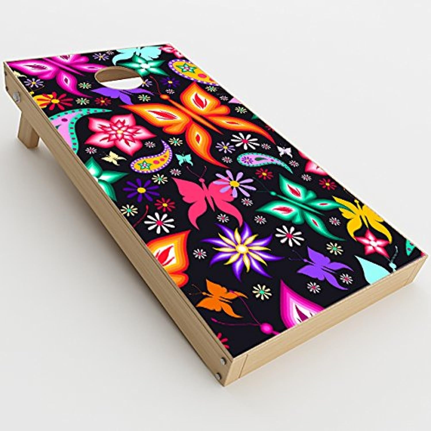 Skin Decal Vinyl Wrap for Cornhole Game Board Bag Toss/Floral Butterflies