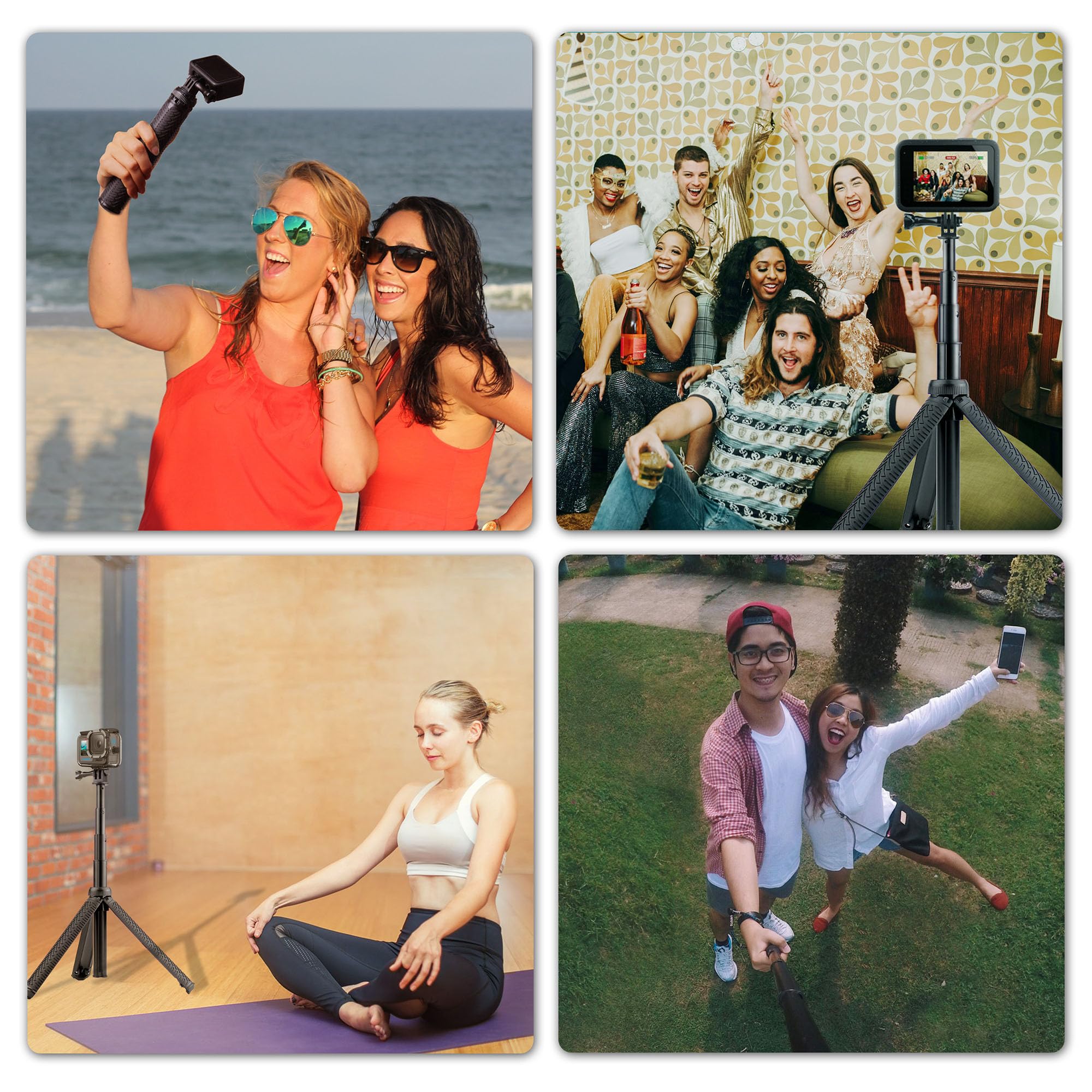 Perche à selfie en aluminium et poignée flottante pour caméra d'action GoPro Hero 11 10 9 8 7 6 5 4 3 Max AKASO SJCAM DJI OSMO - Utilisé comme perche télescopique monopode