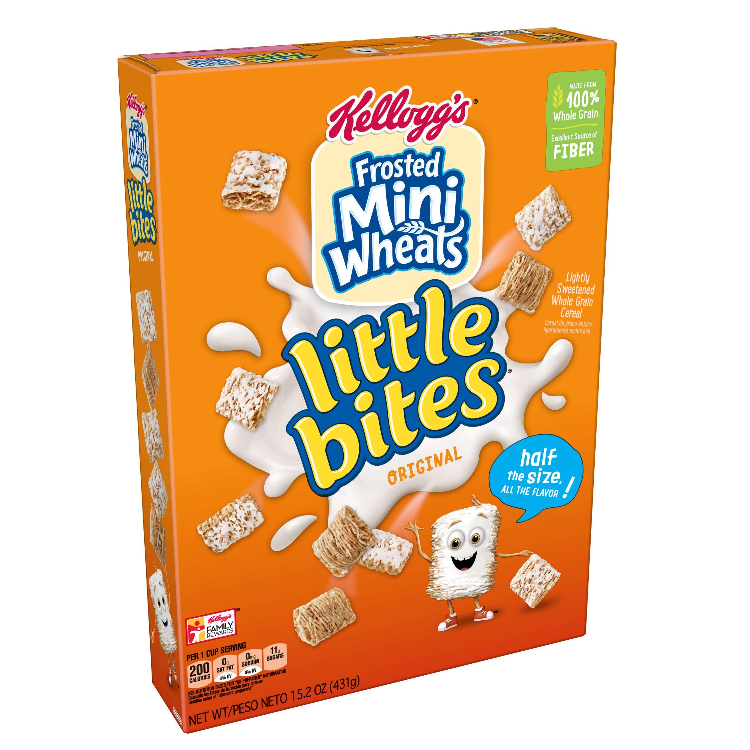 Kellogg's Breakfast Cereal, Frosted Mini-Wheats, Little Bites, Original, Low Fat, Excellent Source of Fiber, 15.2 oz Box