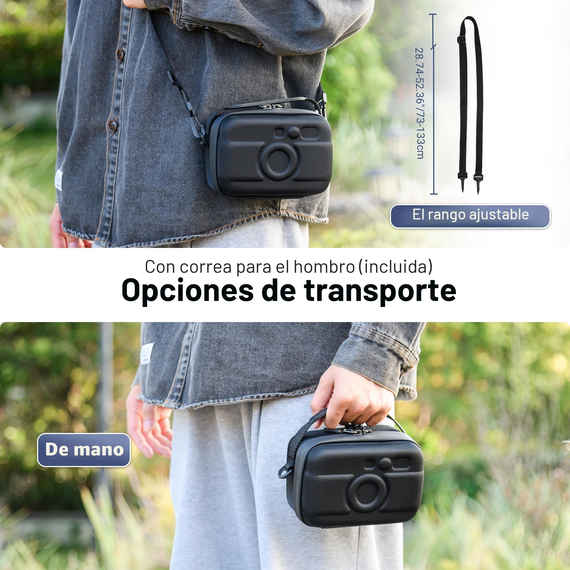 JJC Estuche Rígido para Cámara Viaje para Fuji. Insta. Mini EVO LiPlay X100VI X100V Lei. SOFORT 2 Koda. Mini Shot 2 Retro para Can. V10 G7XII G1XIII para Pana. Lumix L10 S9+S-R26 Lens D100G, Negro