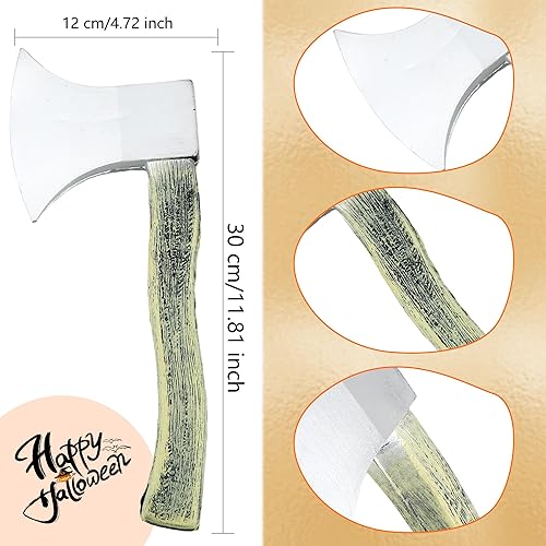 Miniatura 2 de Paquete de 4 juguetes de hacha de espuma de Halloween, accesorios realistas para leñador, carnicero, disfraz de Halloween, suministros de fiesta de