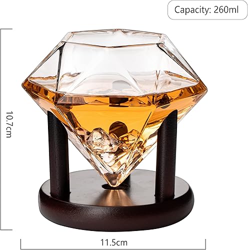 Vista 9 de Juego de 2 copas de whisky y vino con diamantes iridiscentes de 10 onzas, vino, whisky, agua, en forma de diamante, colección Diamonds Sparkle