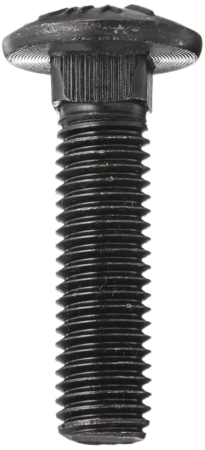 Steel Carriage Bolt, Grade 5, Plain Finish, Square Neck, Round Head, Meets ASME B18.5/SAE J429, 2" Length, Fully Threaded, 3/8"-16 UNC Threads (Pack of 50)
