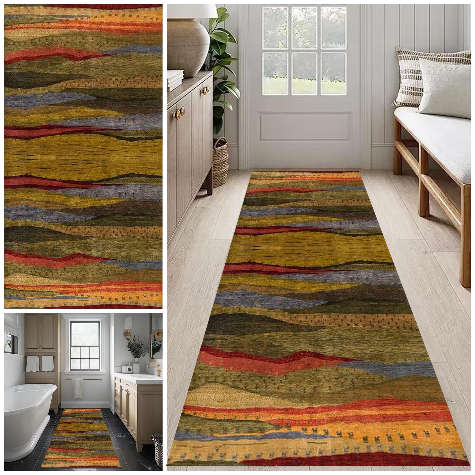 Carpet Runner for Hallway Non Slip Long 40 x 120 cm Washable Kitchen Runner Rugs for Hallway Non-Slip Long Entryway Runner Rug Laundry Bedroom Room Rug Runner Long Hallway Hall Runner Narrow Rugs