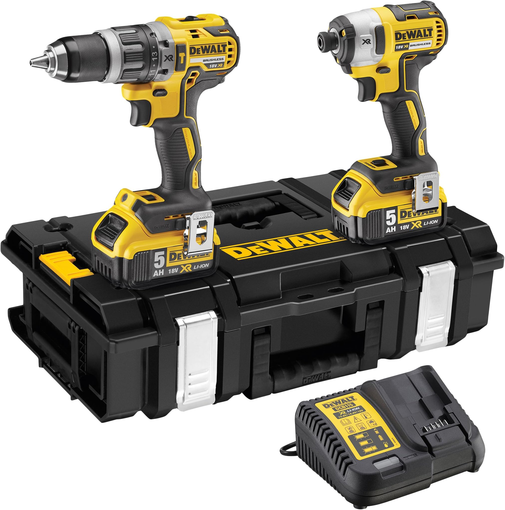 DEWPDCK266P2 18 V 2 x 5.0 A Li-Ion XR Brushless Hammer Drill - Yellow (Pack of 2)