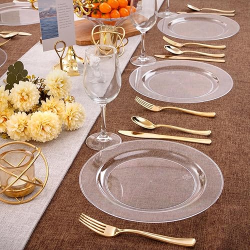 Miniatura 6 de bUCLA 30 platos de plástico transparente desechables, platos de plástico transparente resistentes de 10.25 pulgadas para fiestas y bodas