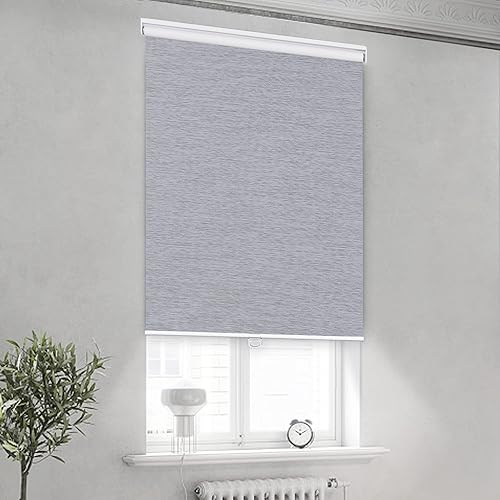 Miniatura 9 de Persianas enrollables opacas para ventanas, persianas enrollables sin cordones con cenefa de cassette, persianas de ventana de jacquard a rayas para