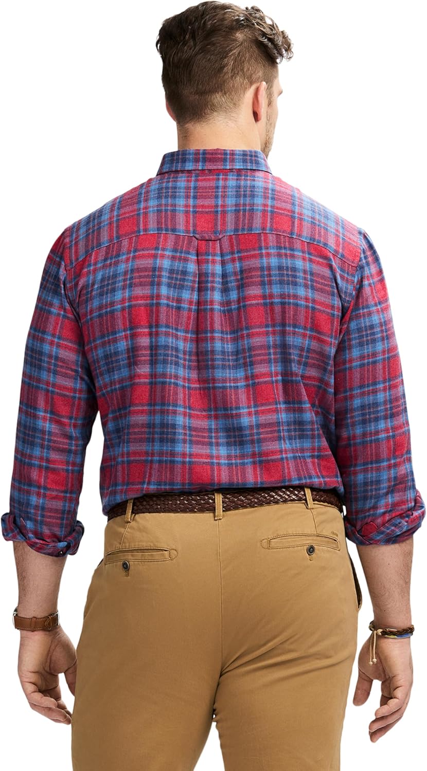 Izod Mens Big and Tall Stratton Flannel Long Sleeve Stretch Button Down Shirt - Image 2
