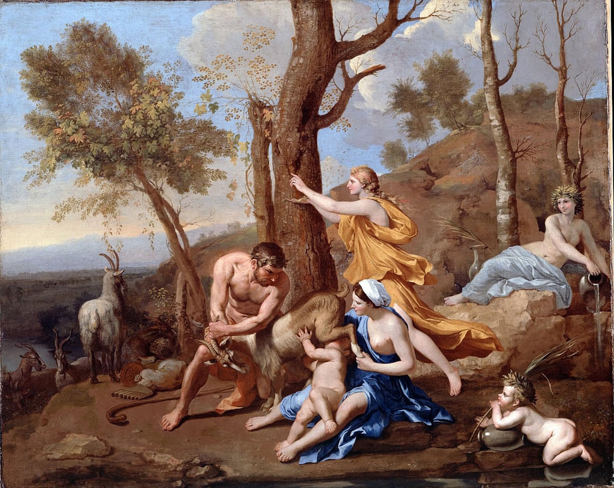 HRJUBWREE Vintage Poster Photo Wall Print Mural Artwork the Nurture of Jupiter by Nicolas Poussin Art Prints Painting for Home Decor 60x90cm