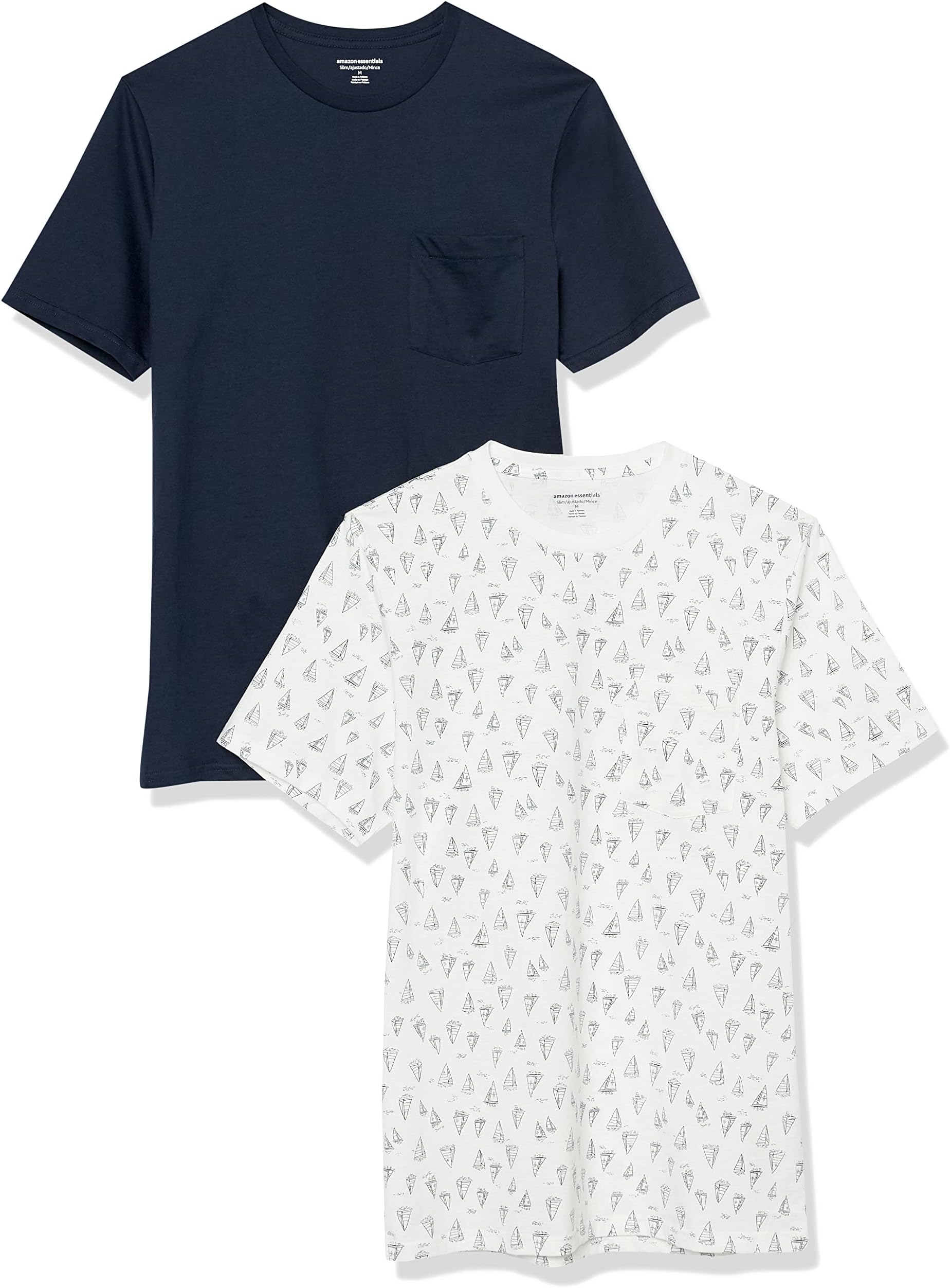 Amazon EssentialsMen's T-Shirts, Short-Sleeve Crewneck Pocket, Cotton, 2-Pack