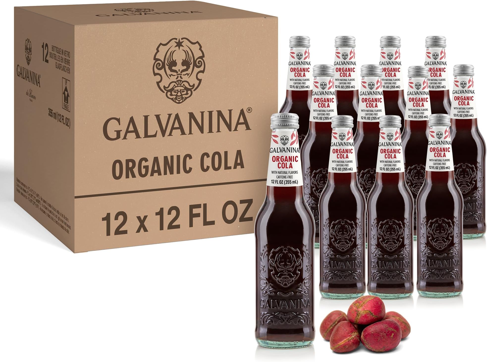 Galvanina Cola – Premium Organic Italian Sparkling Soda, 12 fl oz (12 Glass Bottles) | Balanced, Effervescent Cola Made with Organic Ingredients.