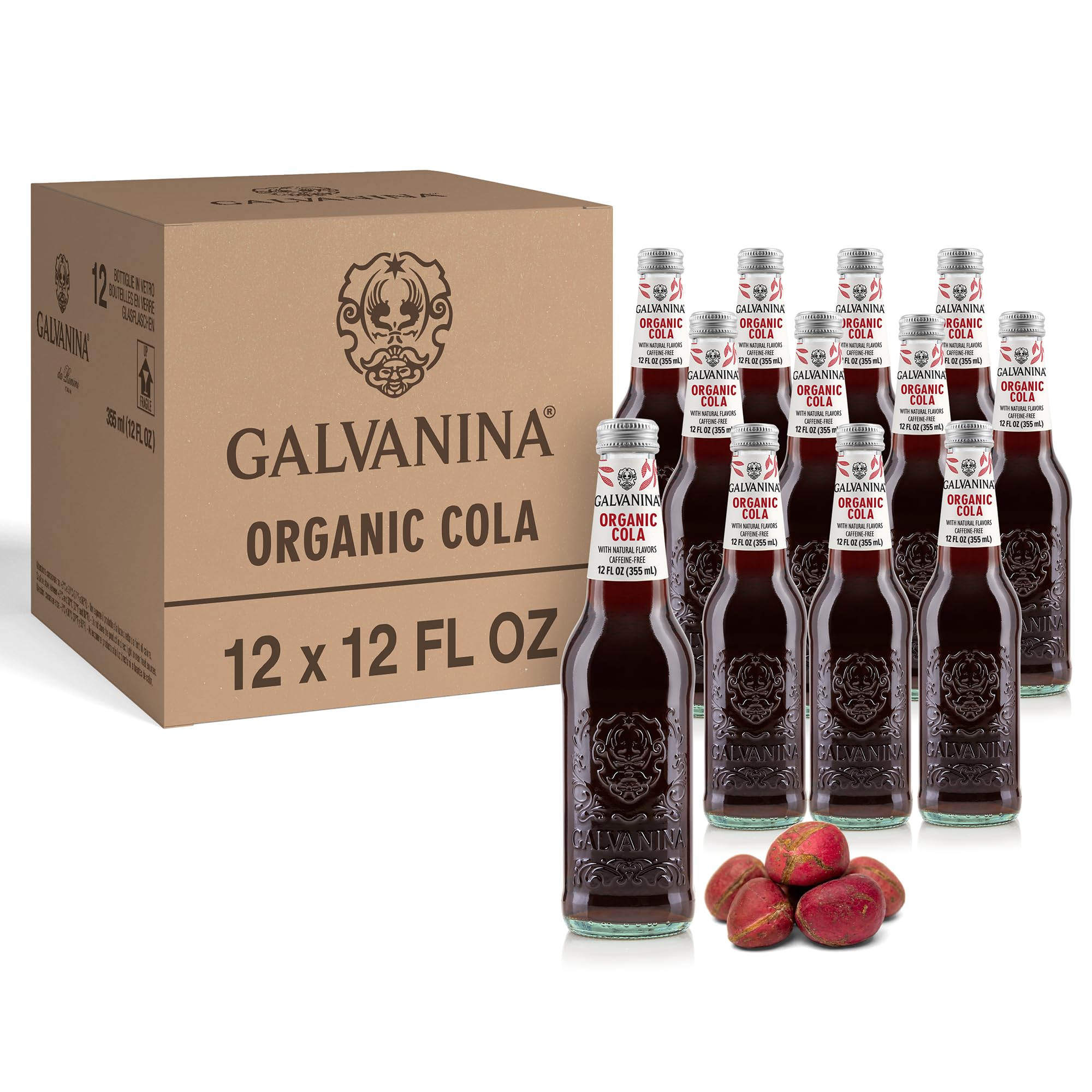 Galvanina Cola – Premium Organic Italian Sparkling Soda, 12 fl oz (12 Glass Bottles) | Balanced, Effervescent Cola Made with Organic Ingredients.