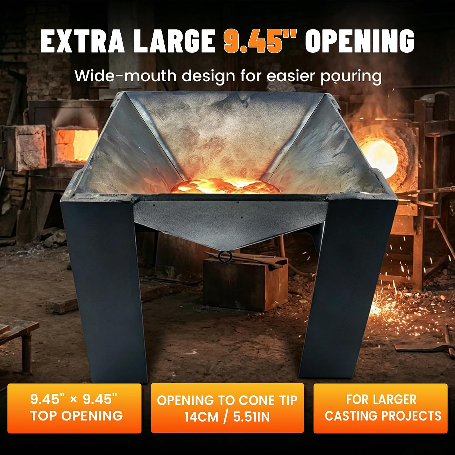 Extra Large Steel Melting Ingot Pyramid Mold, 9.45" x 9.45" Q235 Steel Pyramid Ingot Mold, Large Metal Melting Casting Mold for Gold, Aluminum, Copper, Foundry Smelting Tools