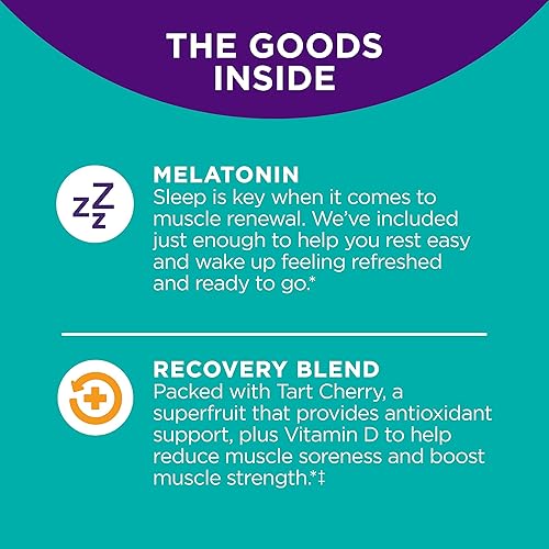Miniatura 5 de OLLY Gomitas de sueño para recuperación muscular soporte muscular para sueño y dolor 3 mg de melatonina cereza ácida vitamina D sabor a baya 40
