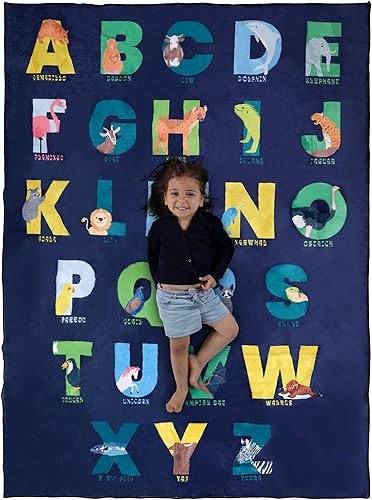 Miniatura 8 de Alfombra ABC para niños XL de 72 pulgadas, niños pequeños y bebés, uso en guardería y aula para aprender el alfabeto, alfombra de guardería,