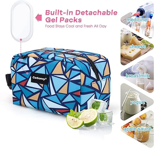Miniatura 8 de Bolsa térmica pequeña congelable, bolsa de almuerzo pequeña mejorada de tamaño más grande aislada con bolsa de hielo, bolsa térmica para aperitivos