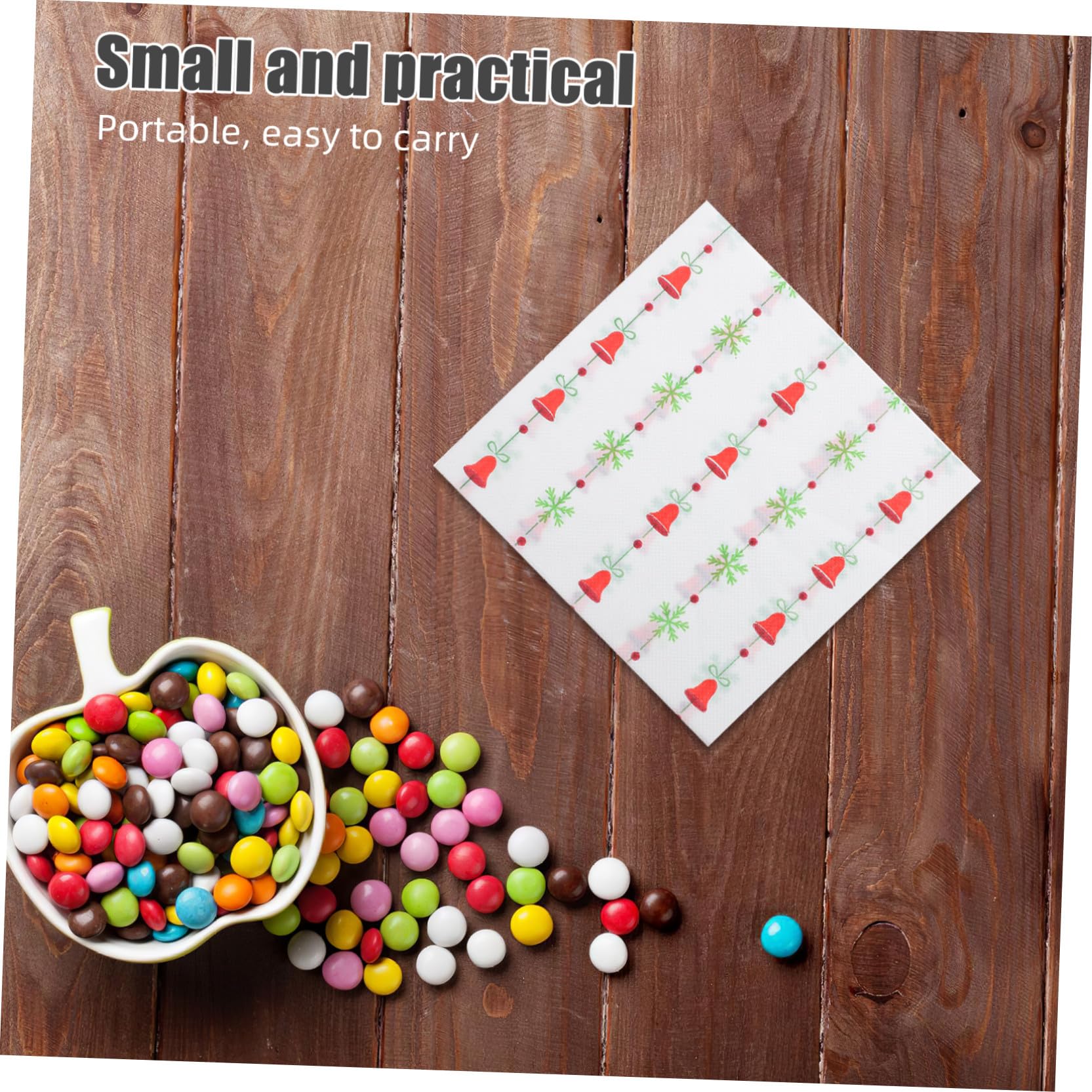 120 Servilletas Navideñas: Servilletas Navideñas Con Un Diseño Único De Campanas - Papel Absorbente Desechable Para Reuniones Navideñas
