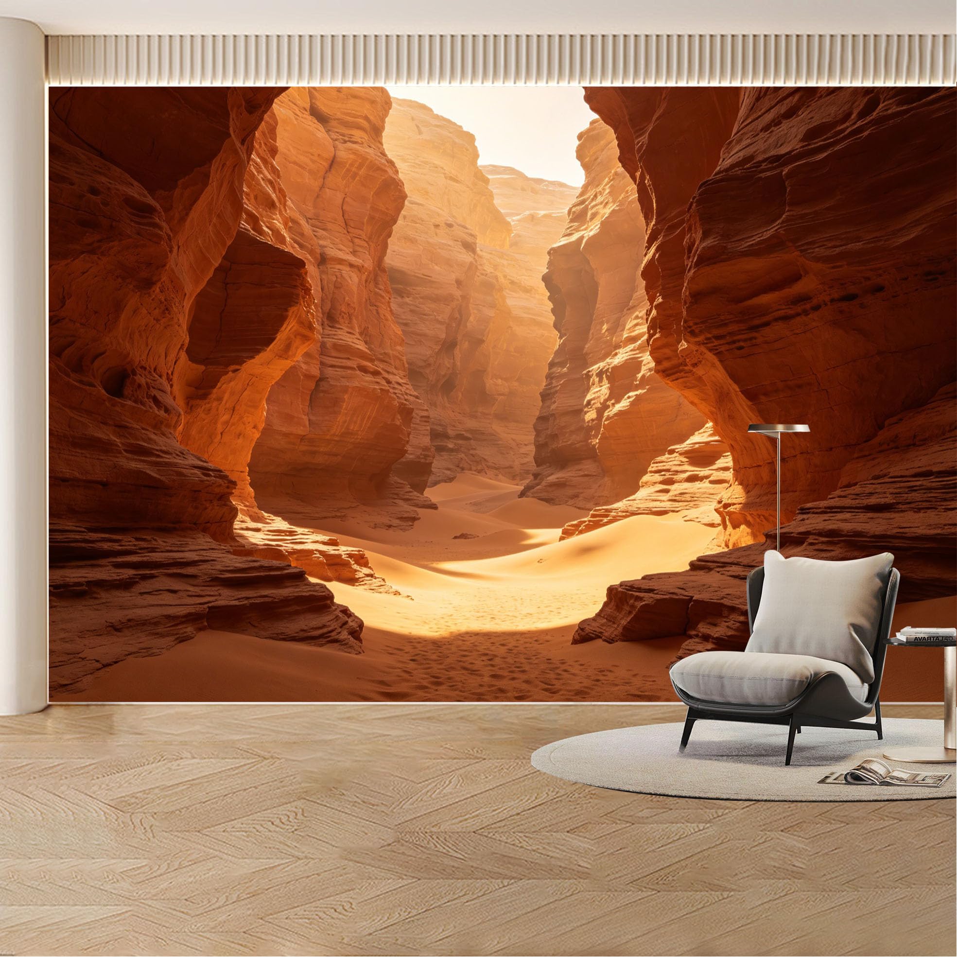 Custom Wall Mural Wallpaper Desert Canyon Nature 3D Effect Large Wall Art Mural Design Sunset Removable SelfAdhesive Large Photo for Living Room， Bedroom， Office