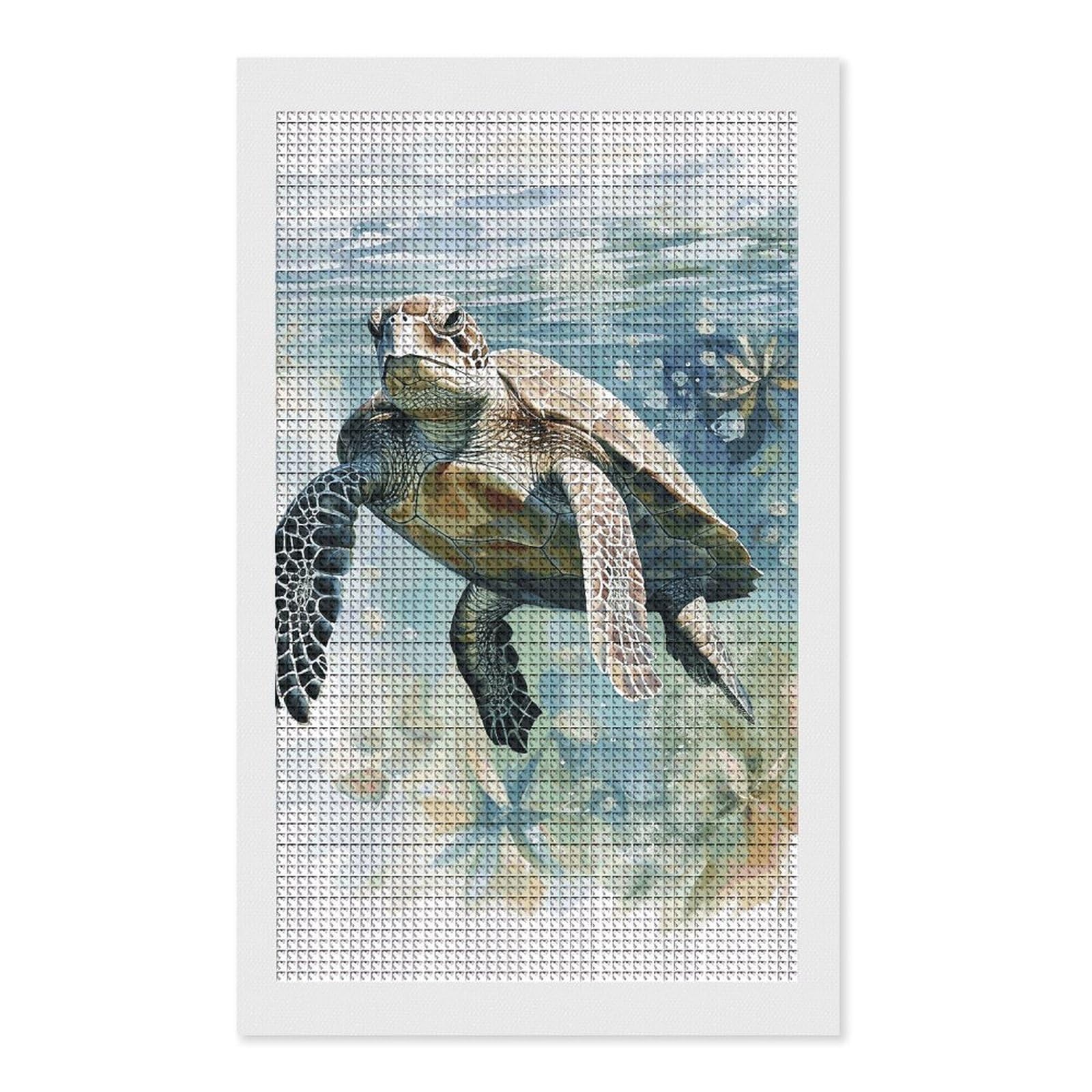 Watercolor Painting of Sea Turtle Swimming in The Sea Diamond Art Kits for Adults, DIY 5D Diamonds Painting Kits for Beginner, Round Full Drill Diamond Dots Painting, 12"x20" Diamonds Pictures Gem Art