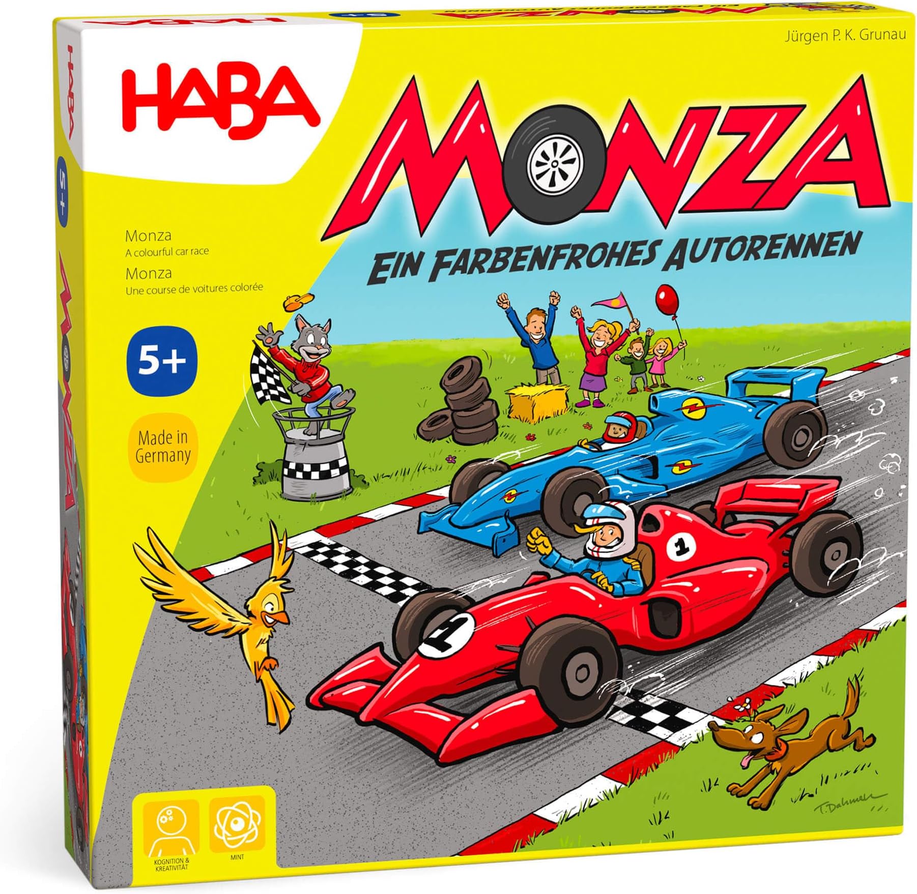 HABA Monza - Car Racing Games & Beginner's Board Game, Engaging Family Games for Kids and Adults Ages 5+ (Made in Germany)
