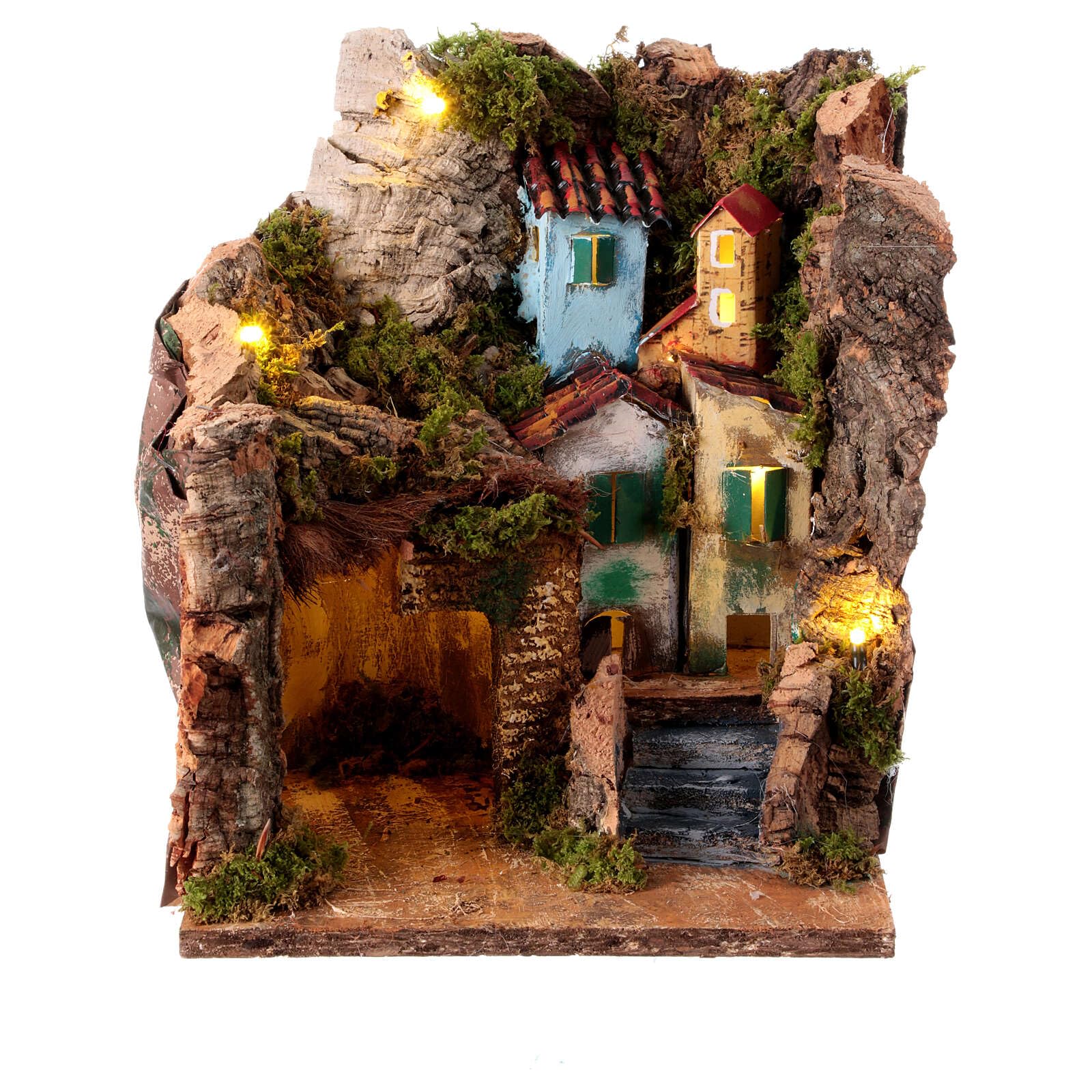 Holyart Crèche Napolitaine: Décor crèche napolitaine Quatre Maisons escalier 6-8 cm 25x20x20 cm