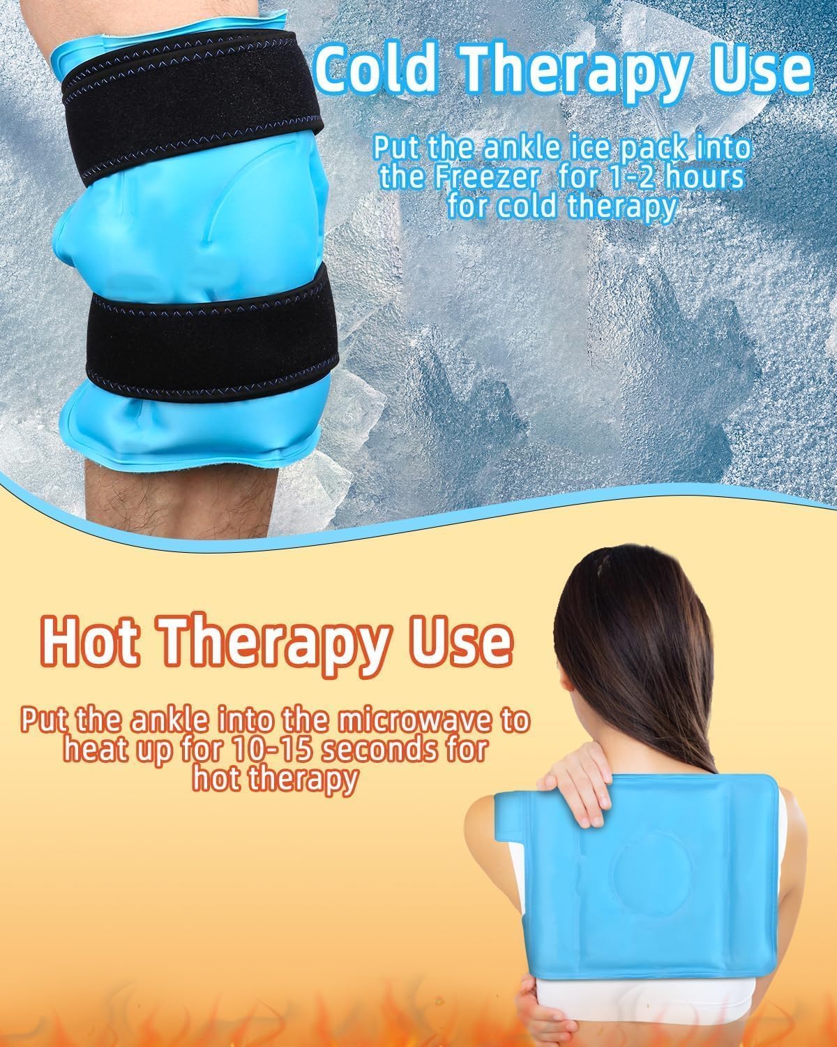 jutyum fascia di ghiaccio riutilizzabile impacchi caldi o ghiacciati riutilizzabili Ice Pack per il sollievo dal dolore per lesioni alle gambe,dolore muscolare, gonfiore, interventi di del ginocchio
