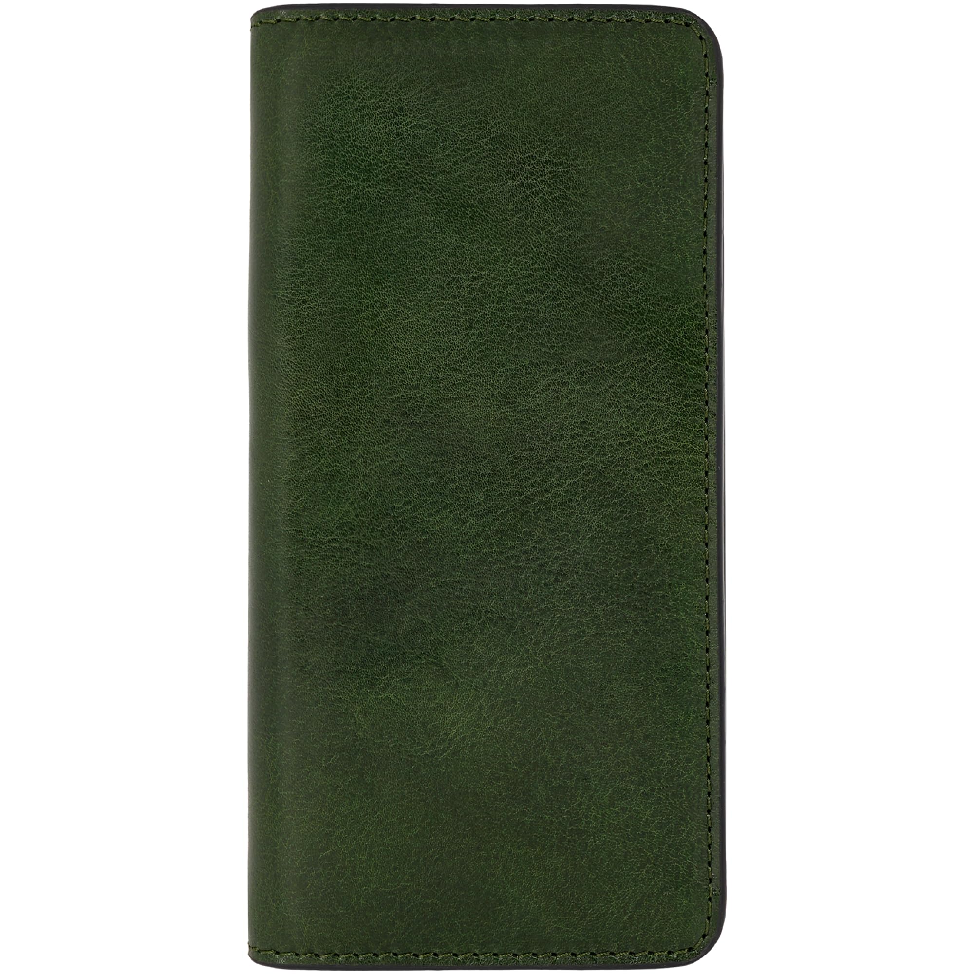 Time Resistance Portafoglio in Pelle Pieno Fiore - Portafoglio Sottile da Taschino Made in Italy (Verde)