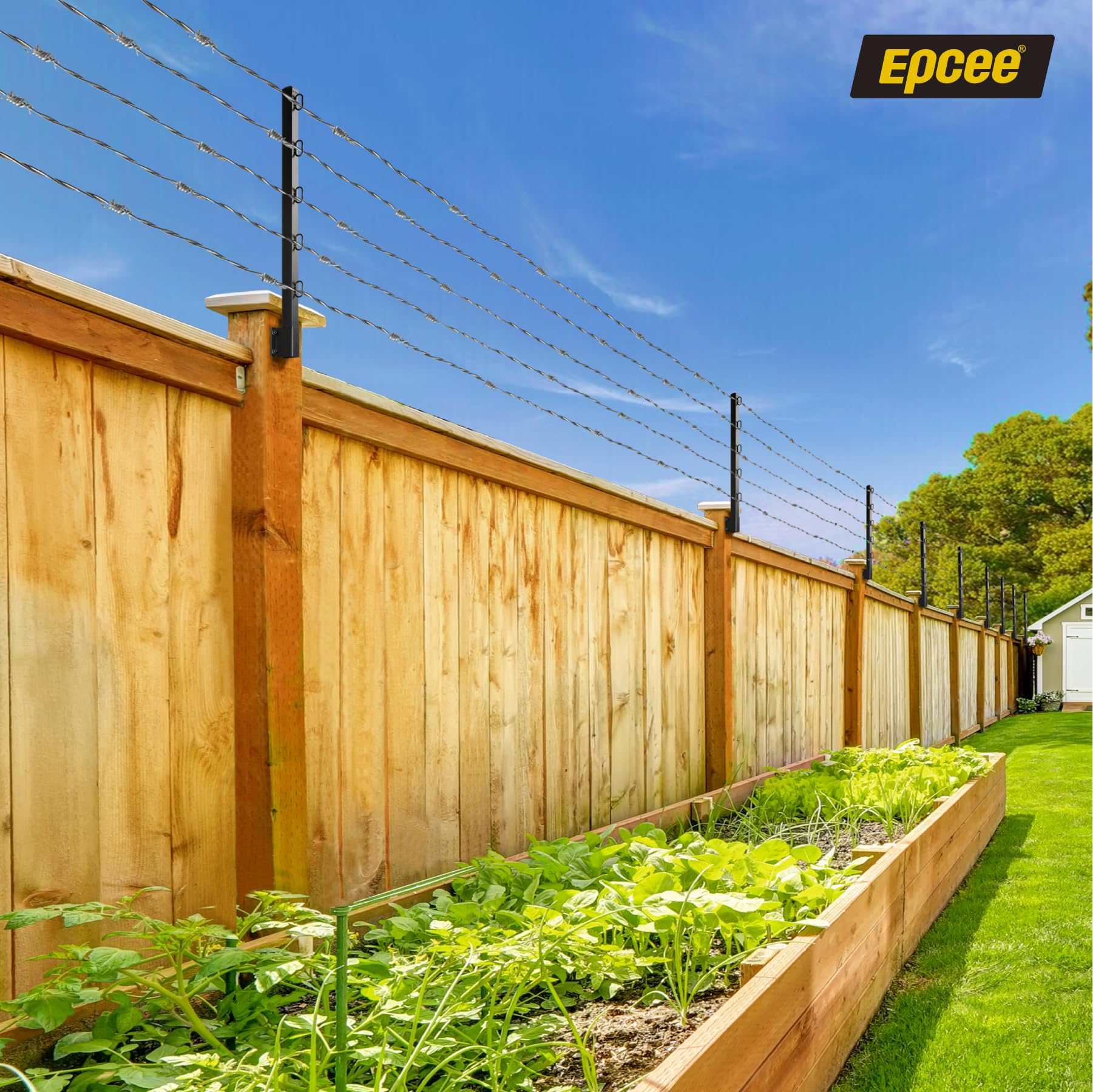 Fence Post Extender,31" Fence Barbed Wire Extend Arm for Outdoor Fences to Increase Height, Protect Privacy and Pets Jumping Off (12, 31in)