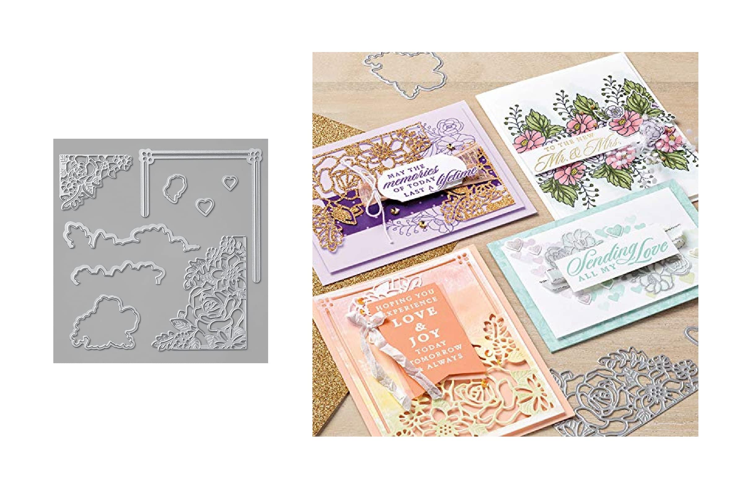 HAS Mountain - Last A Lifetime Stamp and Coordinating Lasting Elegance Dies Flowers, Sentiments Stamps for DIY Scrarpbooking Paper Card Craft Design Décor Art Embossing Template, (only Cutting Dies)
