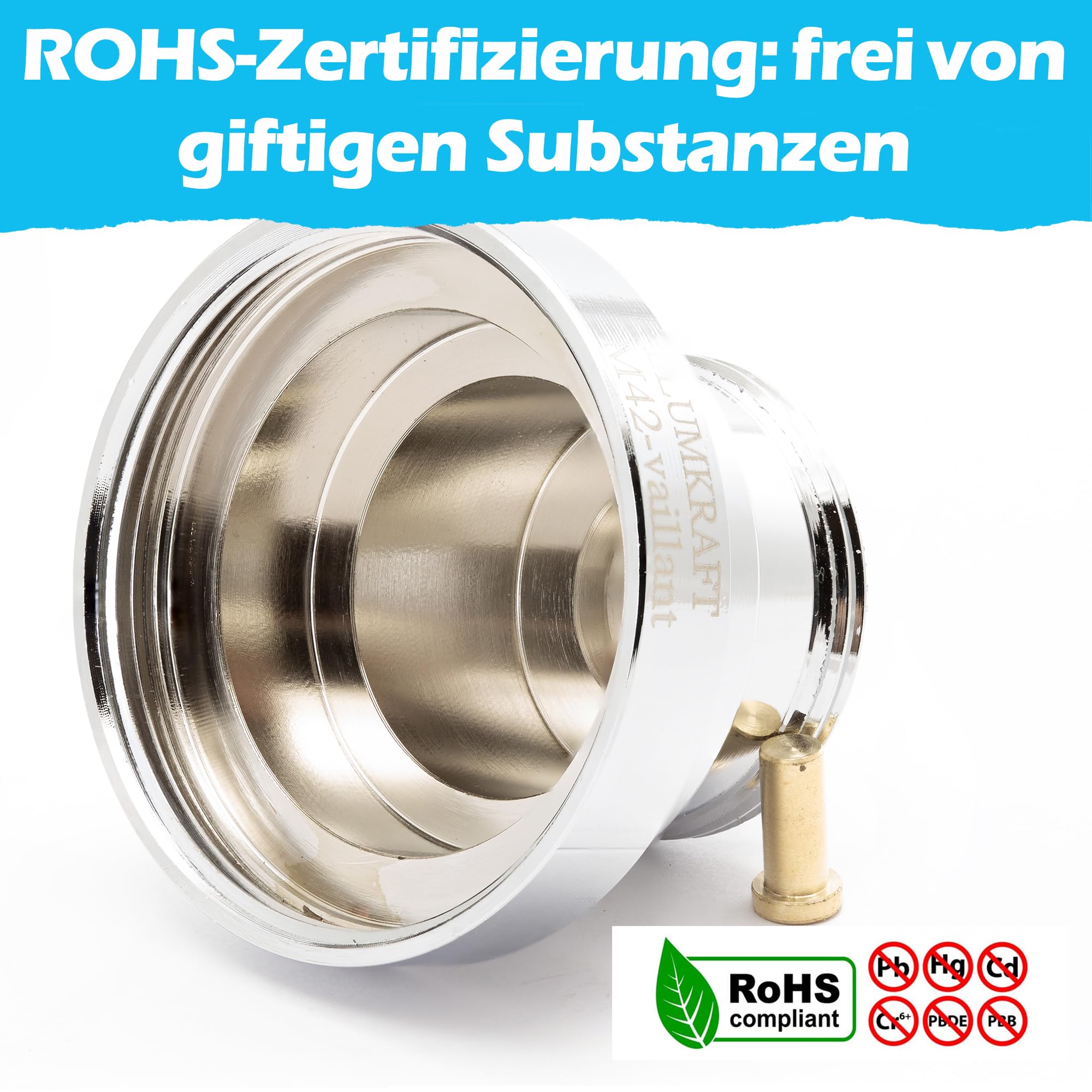 Adapter aus Metall, Heizkörper, M42 x1,5 Vaillant (Prototyp) -> M30 x1,5 für Thermostat/Thermostatkopf, männlich: