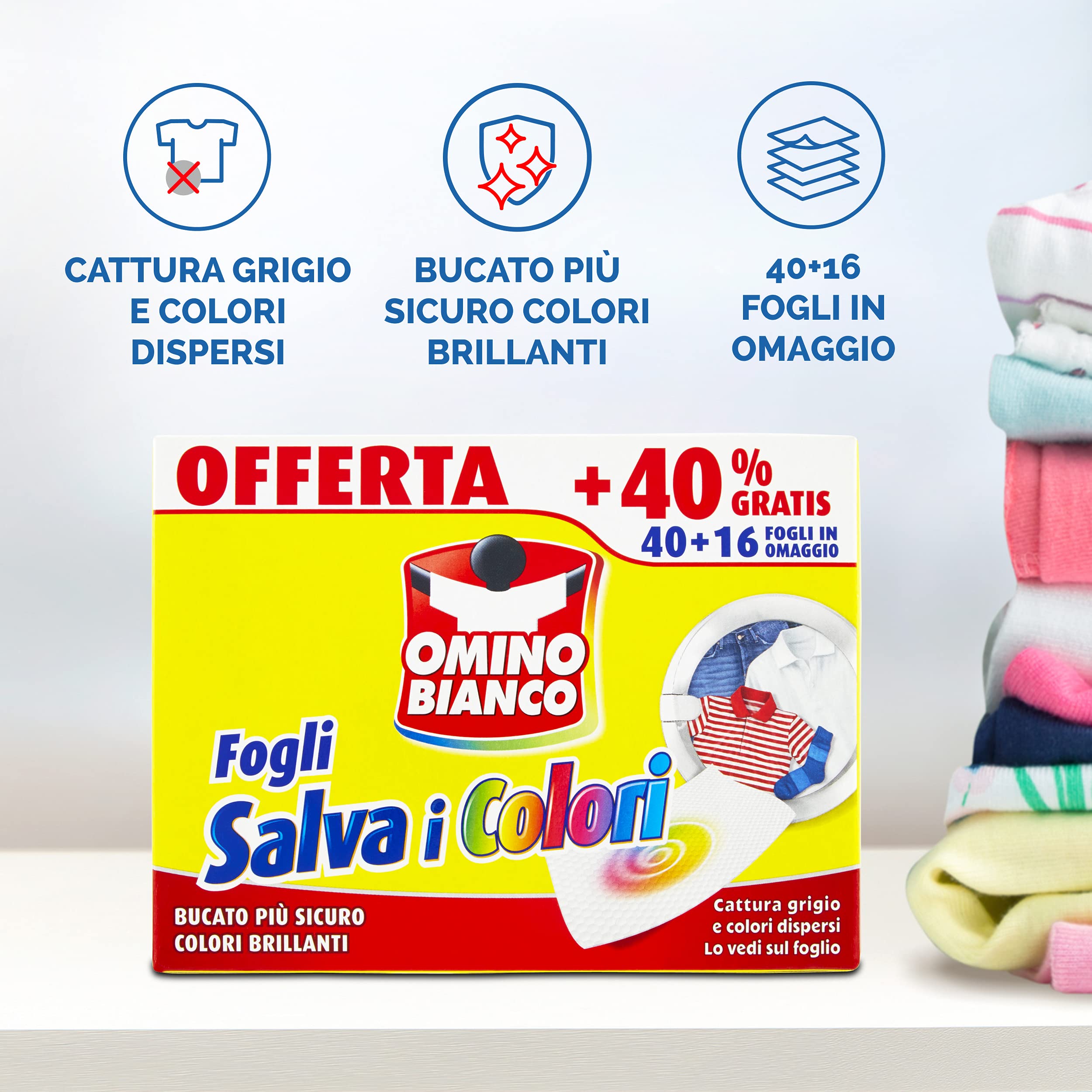 OMINO BIANCO Łapacz kolorów 40 + 16 arkuszy Artykuł do pralki