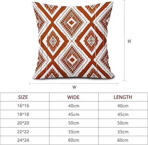 Miniatura 6 de aportt Juego de 2 fundas de almohada geométricas de color naranja quemado de 18 x 18 pulgadas con diamantes Ikat de color marfil óxido, estilo