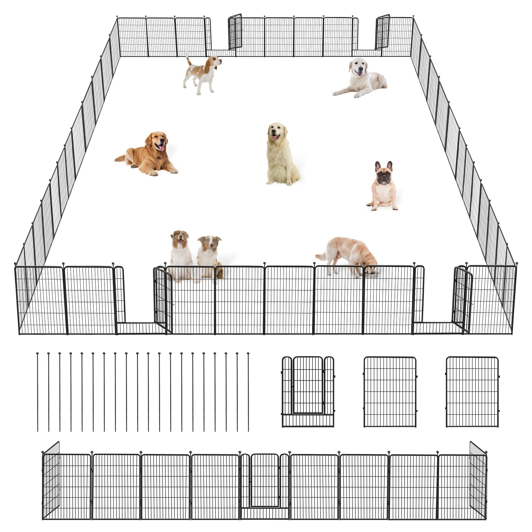 Jhsomdr Dog Playpen 40" Height Portable Dog Fence 40 Panels Pet Pen Outdoor for Yard, Pet Playpen with Lockable Door for Large/Medium/Small Dogs,