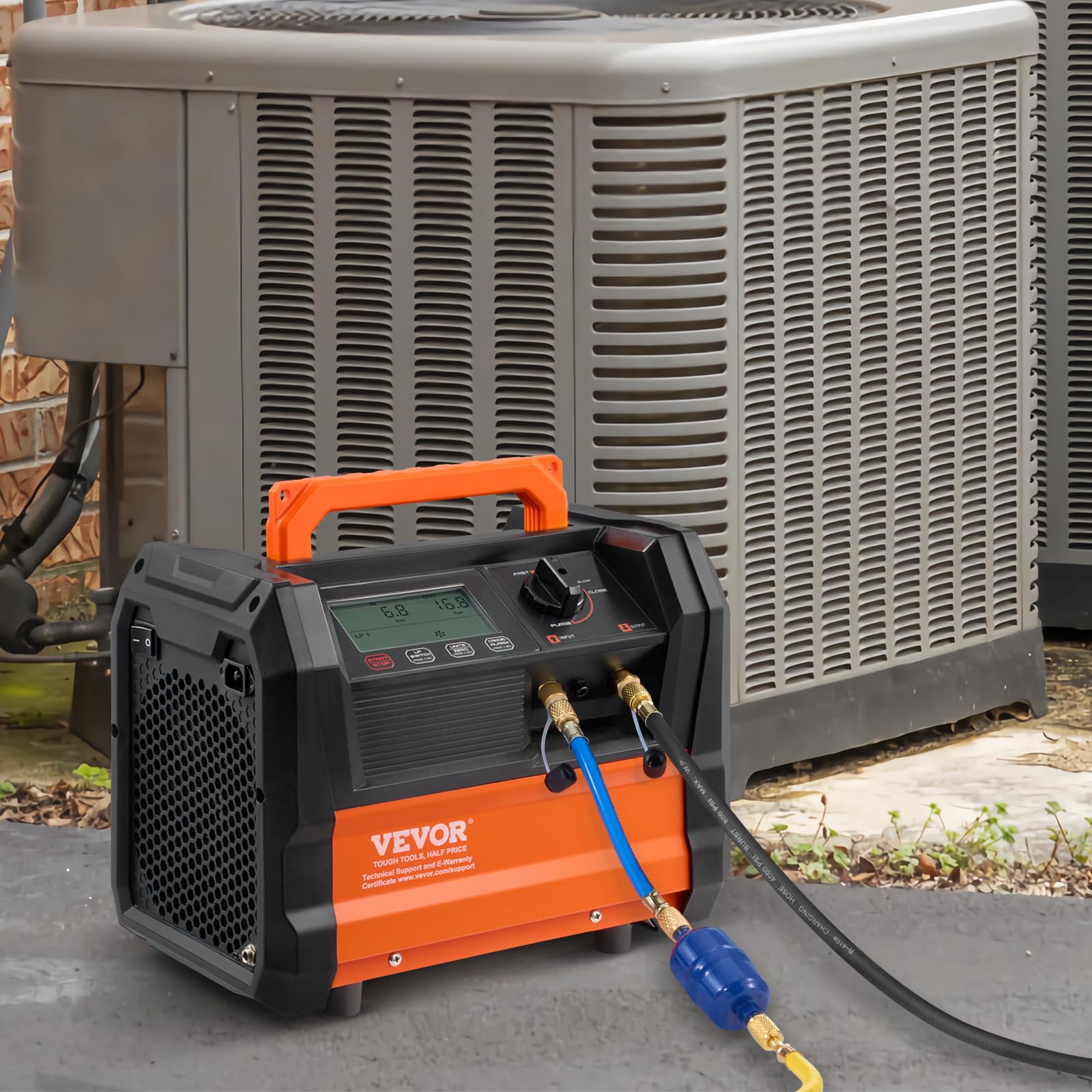 VEVOR Station de Récupération Fluides Frigorigènes 1 HP, Machine de Récupération de Réfrigérant Portable, Double Cylindre, Moteur sans Balais 3000 TR/Min