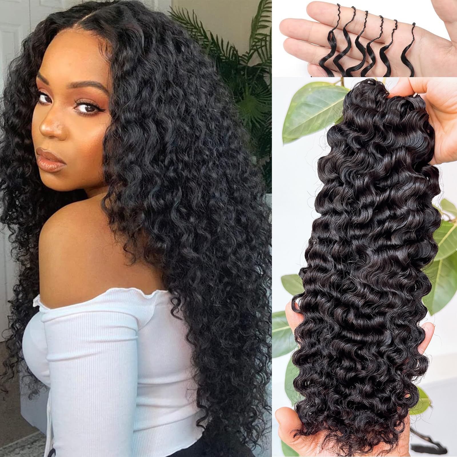 16 Inch Human Hair Crochet Extensions Deep Wave Burmese Curls Pre Looped Amazon.com : Beauty Queen Burmese Curly Crochet Human Hair  main image 2