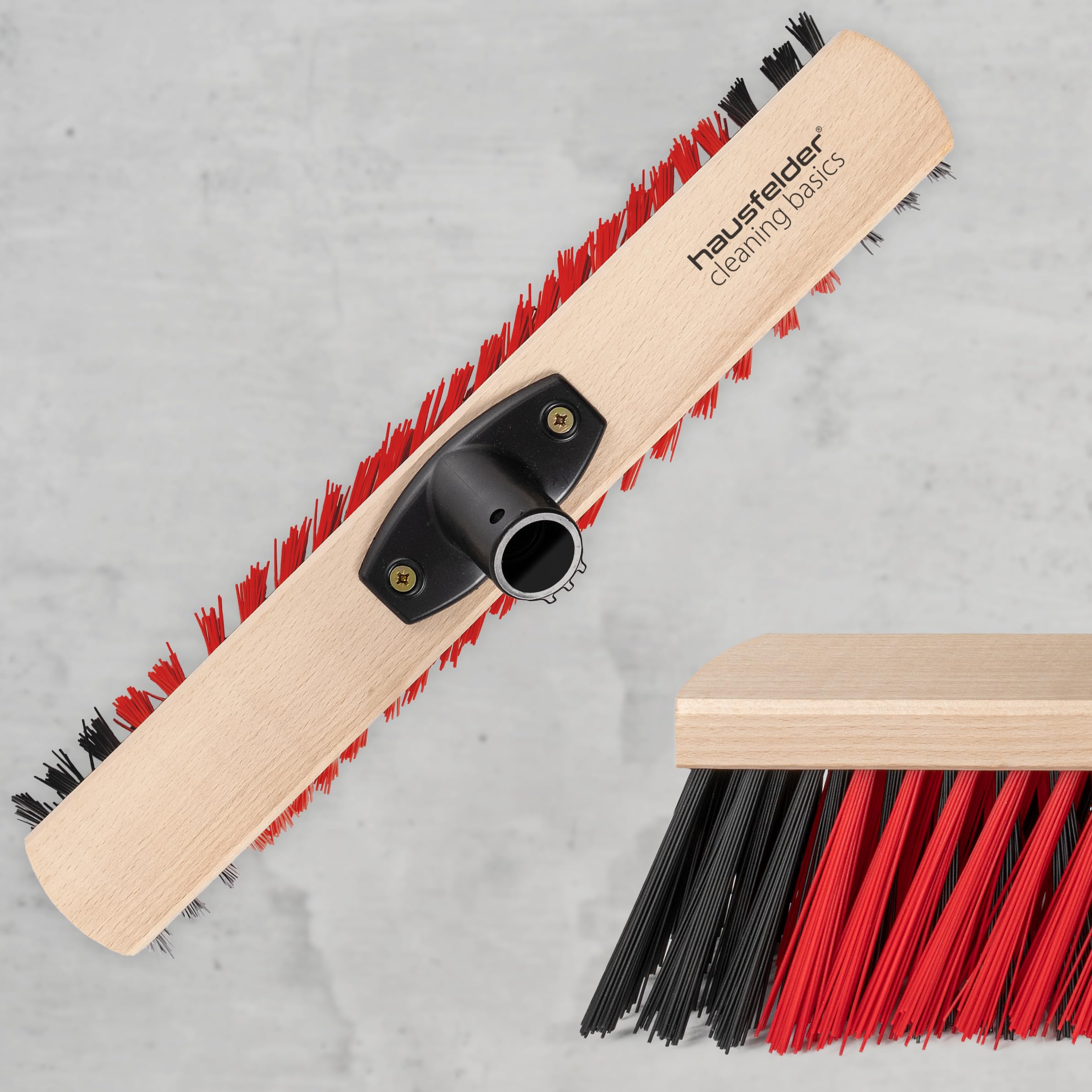 Hausfelder Scopa da esterno larga 40 cm con manico, scopa da giardino resistente larga paletta, scopa industriale per pavimenti